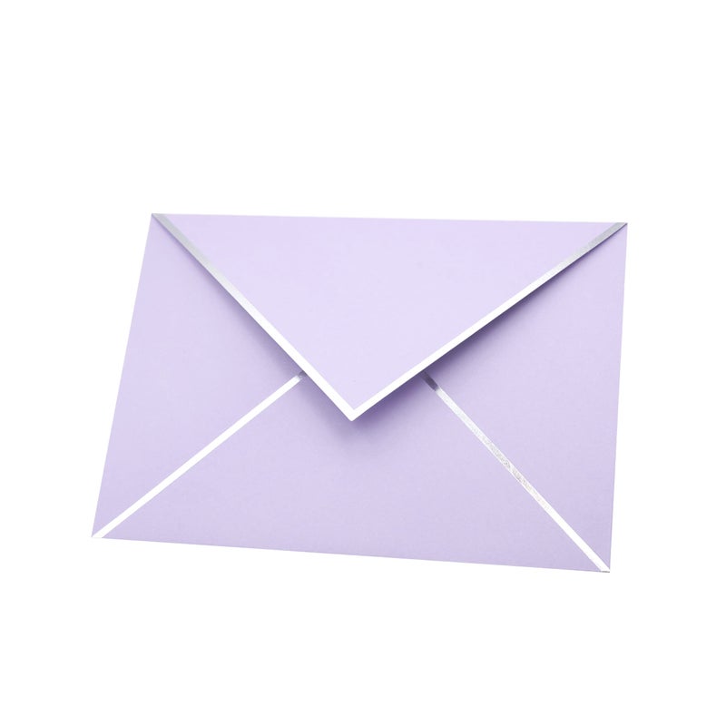 CHRIZ.Z A7 Envelopes - V Flap Foil Border Luxury Mailing Envelopes for 5"" x 7"" Cards - for Wedding, Invitations, Baby Shower, Photos, Graduation, Birthday, Bridal Shower - 5.25"" x 7.25"" (Lavendar, 25 Pack) - Image 3